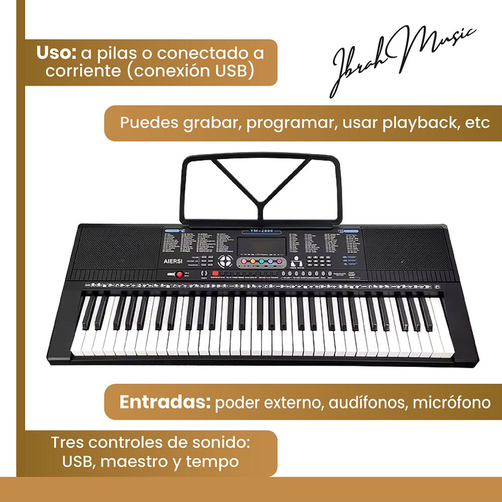 Piano El&eacute;ctrico Yongmei 61 Teclas Teclado Musical Usb image number 2.0