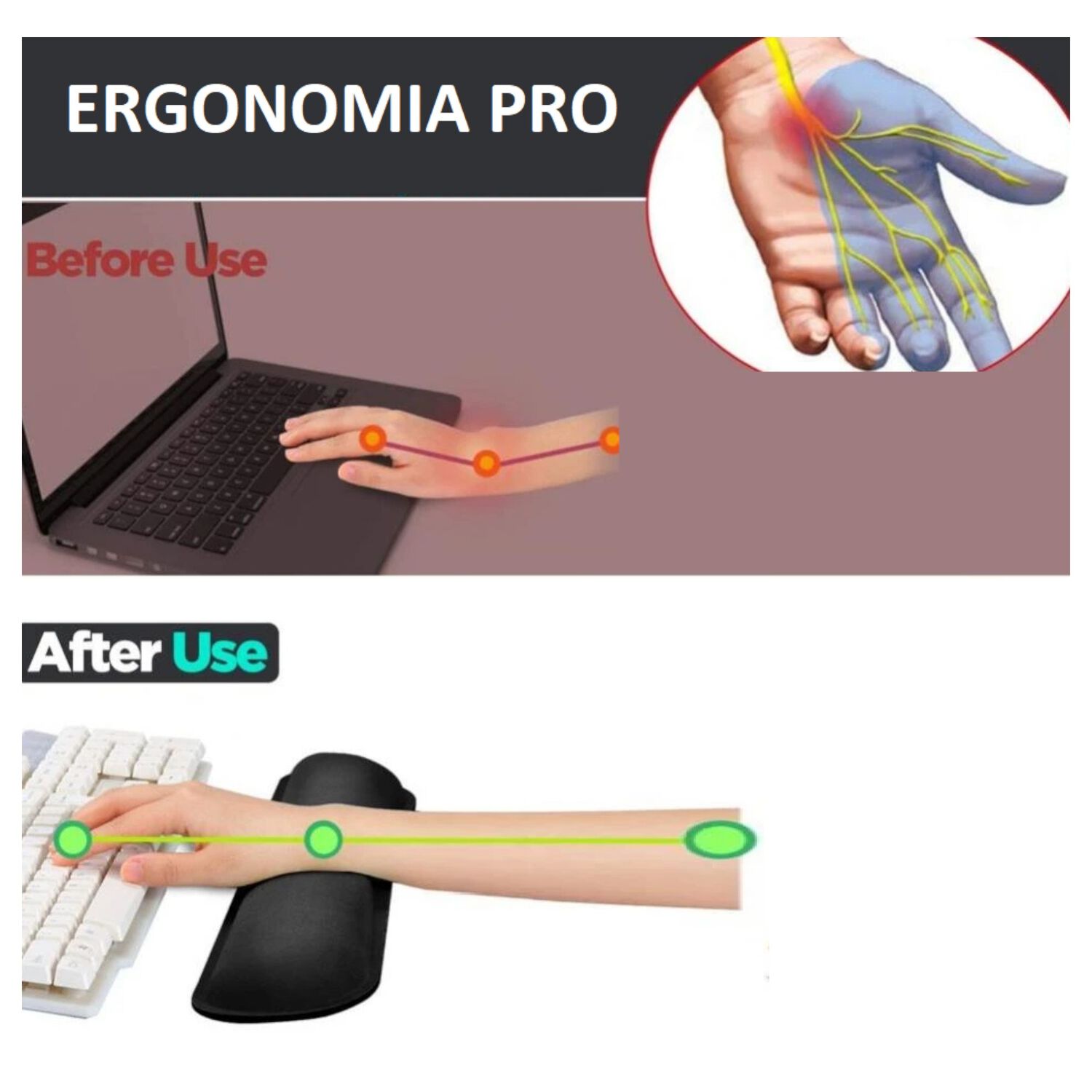 Apoya Mu&ntilde;ecas Ergon&oacute;mico De Gel Para Teclado Memory Foam Pro image number 7.0