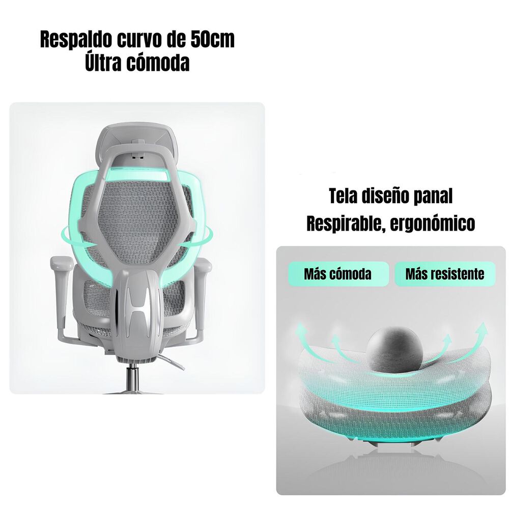 Silla De Escritorio Reclinable Premium E13 Gris Lubabycas image number 6.0