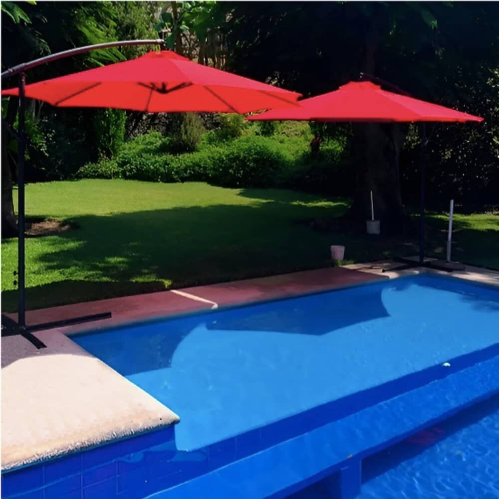 Quitasol Lateral 3m Extendible Altura Ajustable Rojo image number 2.0