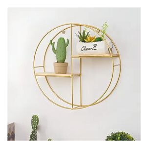 Estante Flotante Circular 2 Niveles Metal Madera Decorativo