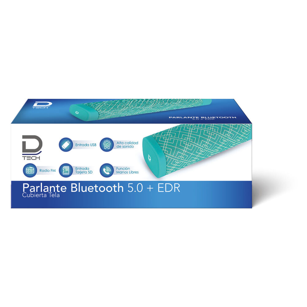 Parlante Bluetooth 5.0 + Edr Cubierta Tela Turquesa image number 0.0