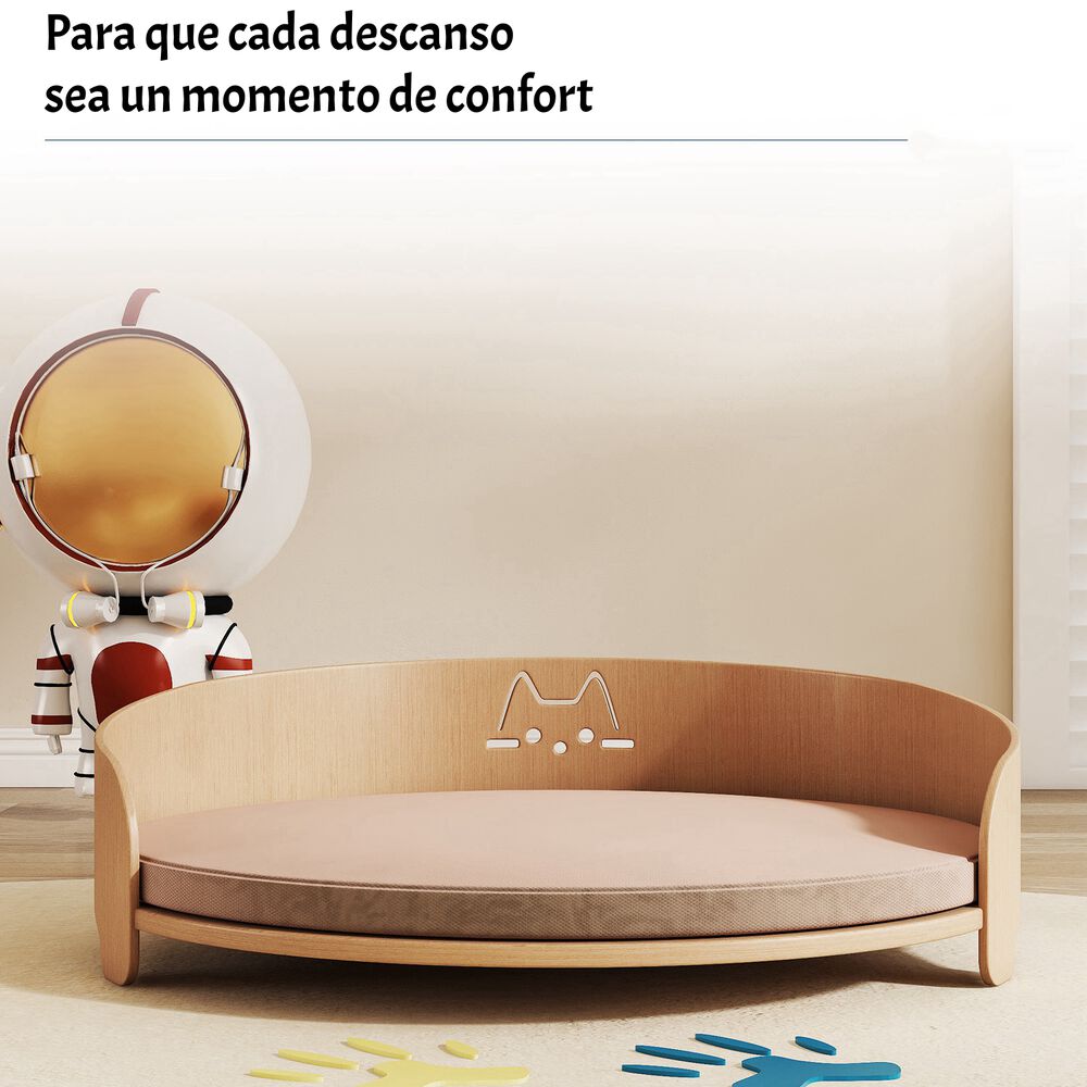 Cama Para Mascotas Madera Colchón 53x53cm Aveo By Lubabycas image number 5.0