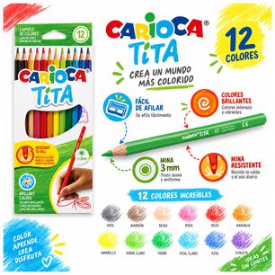 L&aacute;pices De Colores Carioca Tita 12 Resistentes Lavables - Ps