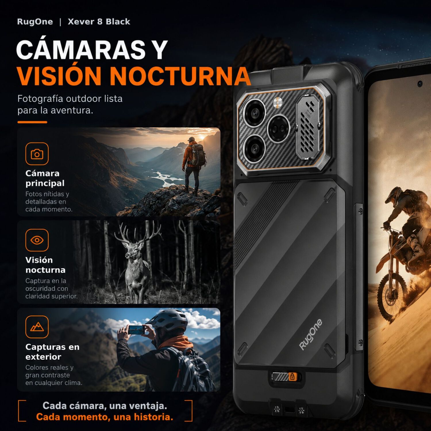 Celular Rugged Rugone Xever 8 4g 2 Bater&iacute;as 256gb 16gb Ram image number 6.0