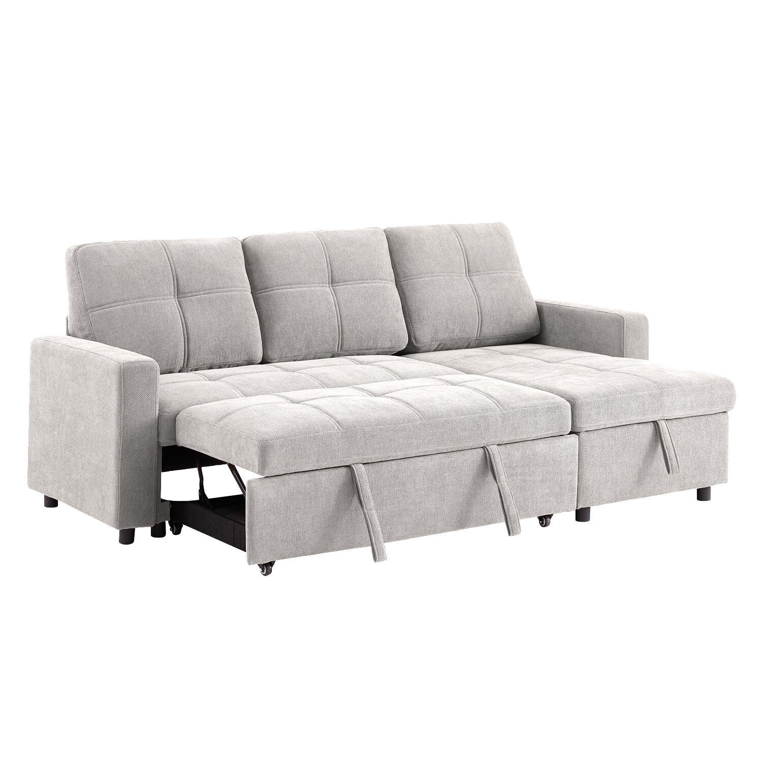 Sof&aacute; Seccional Cama 3 Cuerpos Beige 216x106x91cm Con Almacenaje image number 4.0
