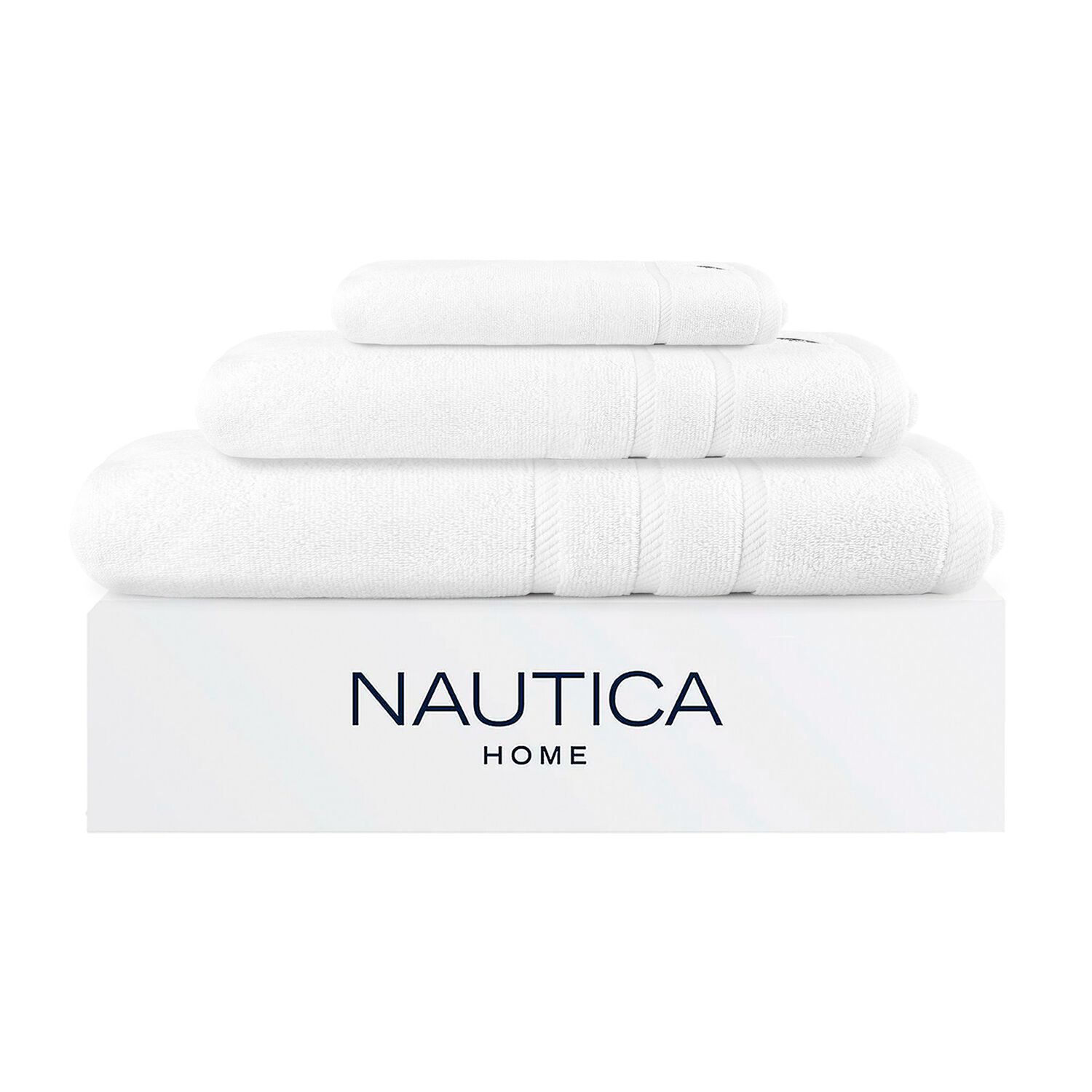 Set 3 Toallas Nautica Signature Cara+mano+cuerpo 100% Algod&oacute;n Alta Calidad Blanco image number 0.0