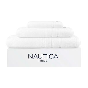 Set 3 Toallas Nautica Signature Cara+mano+cuerpo 100% Algod&oacute;n Alta Calidad Blanco