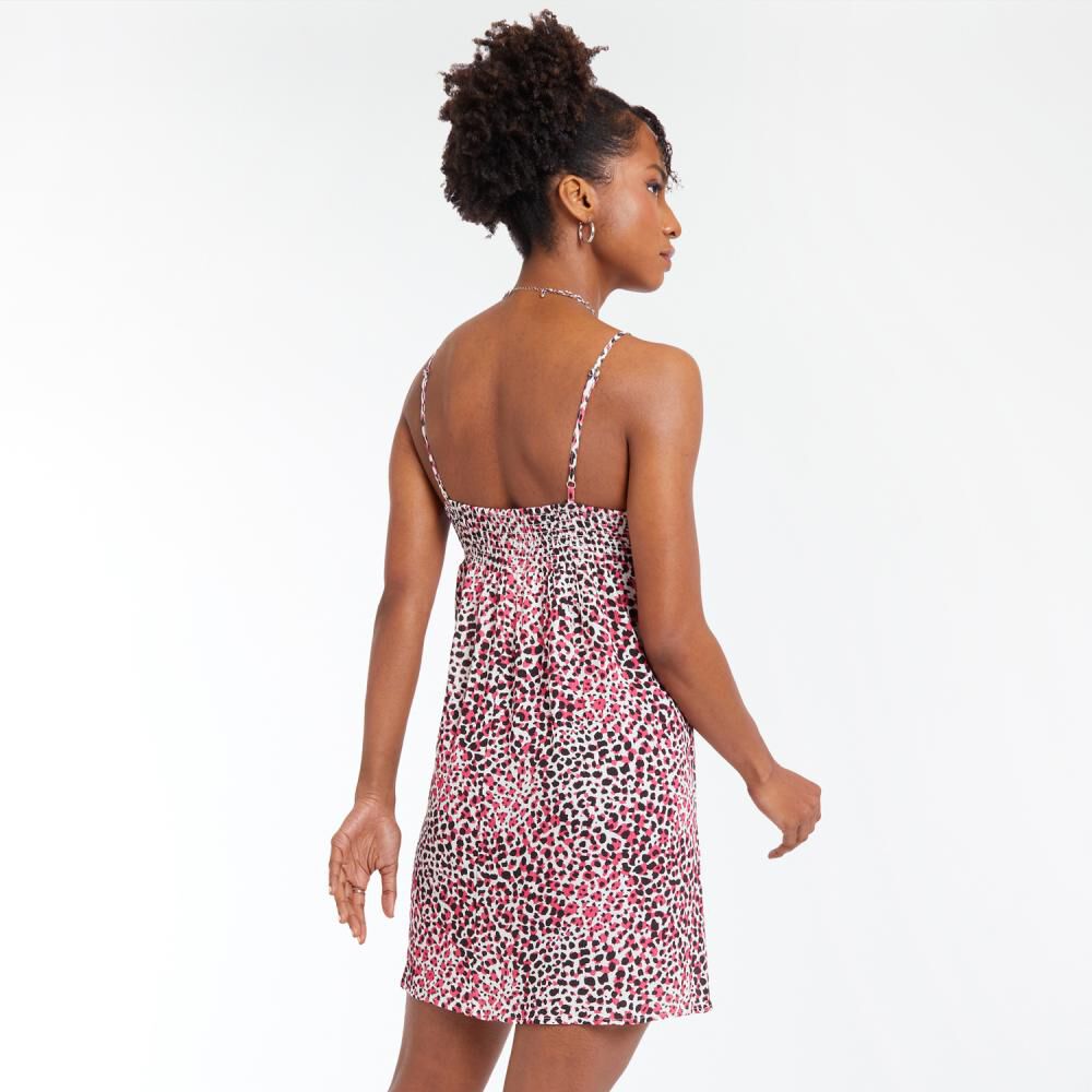 Vestido Corto Full Print Sin Mangas Cuello V Mujer Rolly Go image number 3.0