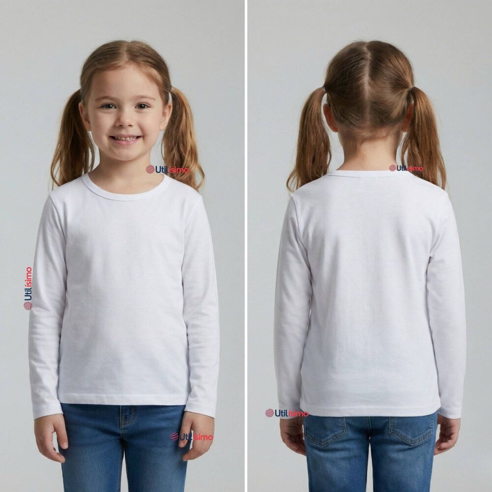 Camiseta Algod&oacute;n Manga Larga Polera Primera Capa Blanco Ni&ntilde;a image number 9.0