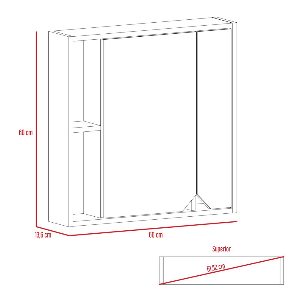 Botiquin De Ba&ntilde;o 60x60x13,6 Cm Caf&eacute; Claro Con Espejo image number 6.0