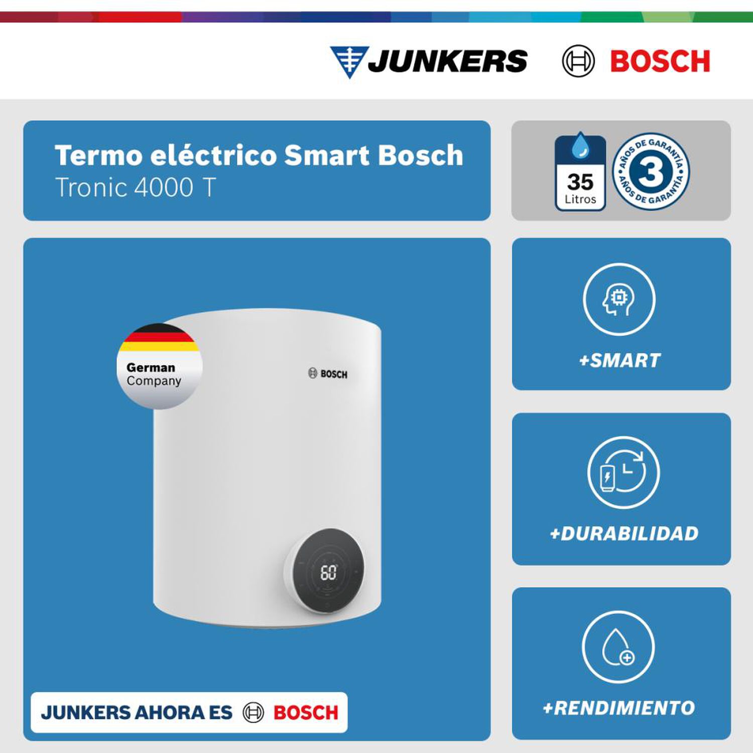Termo El&eacute;ctrico Bosch Tronic 4000 T / 35 Litros image number 1.0