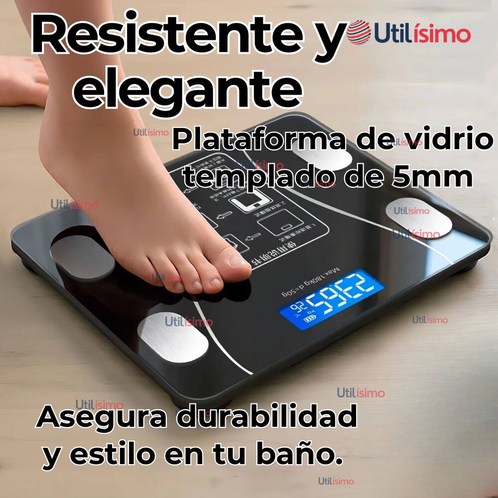 Balanza Pesa Digital Inteligente App Bluetooth Báscula Recargable image number 2.0