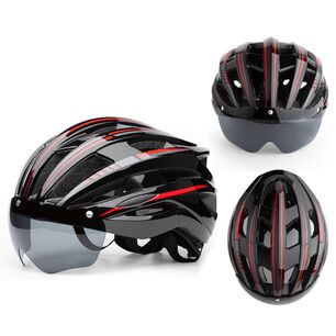 Casco Bicicleta Con Mica Facial Magn&eacute;tica Rojo Model 1