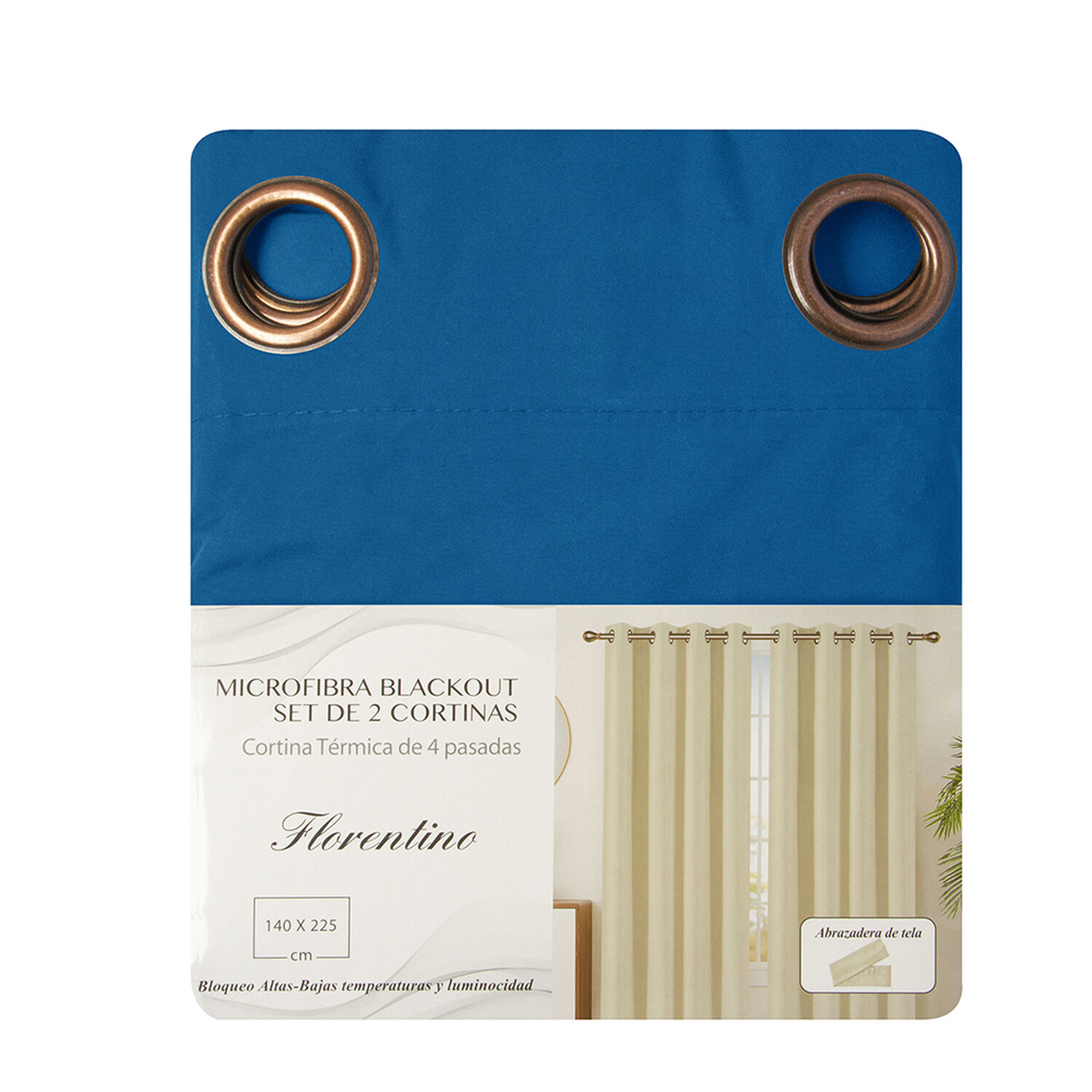 Set 2 Cortinas Bout Microfibra Azul image number 2.0