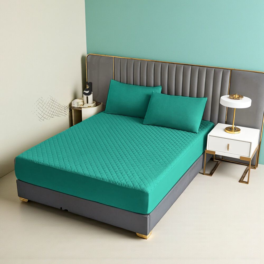 Cubrecolch&oacute;n Impermeable Superking + 02 Fundas De Almohada Verde image number 1.0