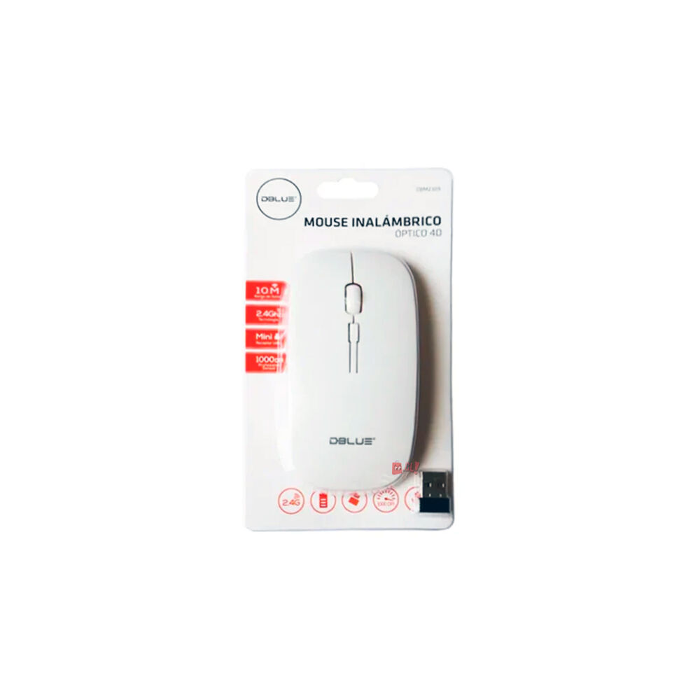 Mouse Óptico Inalámbrico Diseño Plano Color Blanco - Ps image number 1.0