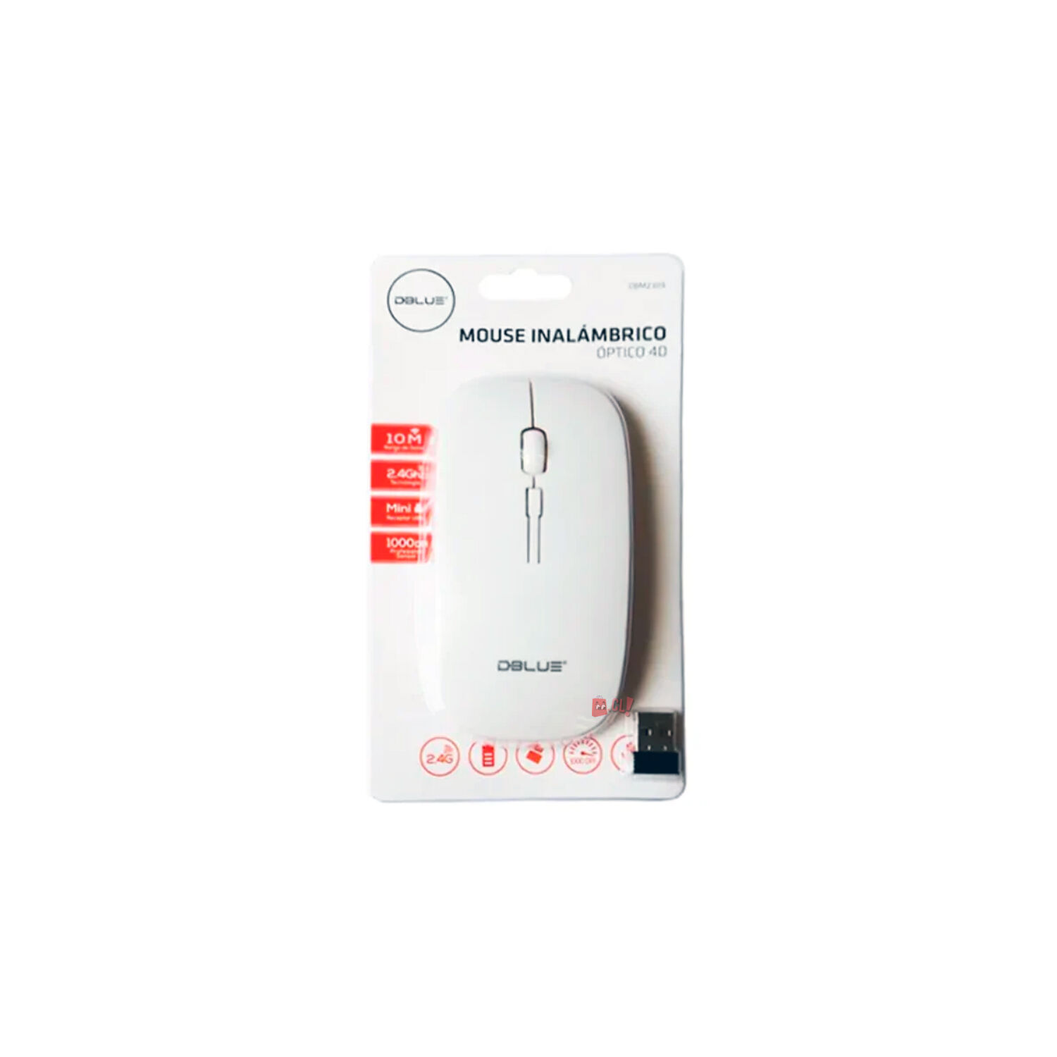 Mouse &Oacute;ptico Inal&aacute;mbrico Dise&ntilde;o Plano Color Blanco - Ps image number 1.0