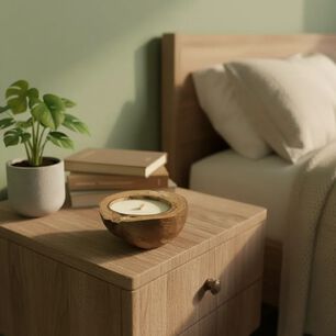 Vela Arom&aacute;tica En Coco Natural Con Mecha De Madera 17 Cm