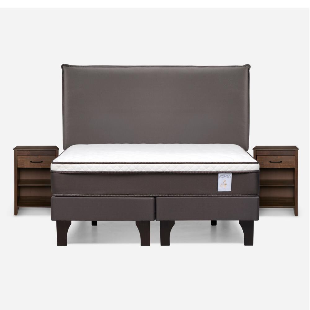 Cama Europea Rosen New Style 4 Plus / 2 Plazas / Base Dividida  + Set Maderas Maurice Chocolate image number 0.0
