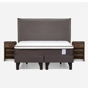 Cama Europea Rosen New Style 4 Plus / 2 Plazas / Base Dividida  + Set Maderas Maurice Chocolate