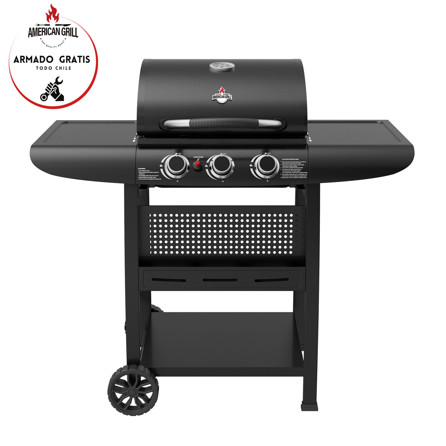 Parrilla A Gas 3 Quemadores Kansas Black image number 0.0