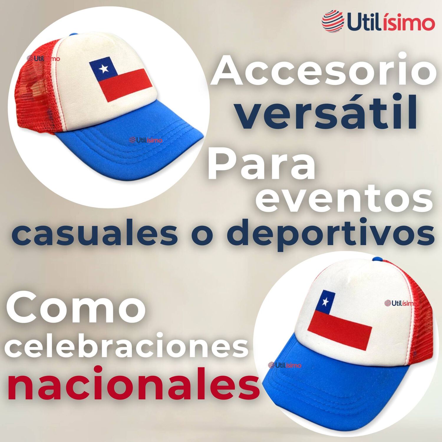 Gorro Jockey Talla &Uacute;nica Ajustable Malla Poli&eacute;ster Estampado Chileno image number 6.0
