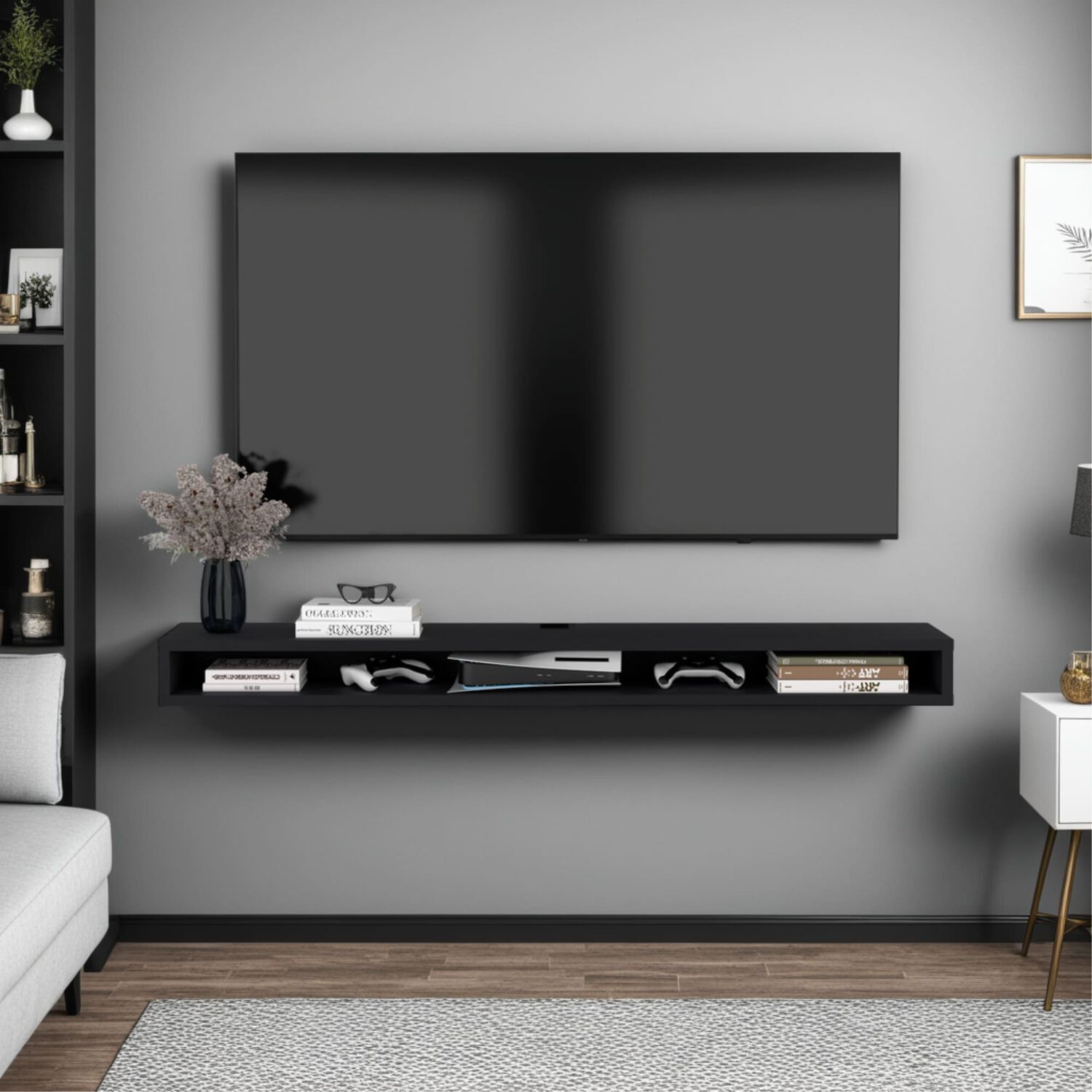 Repisa De Tv 75" Flotante 80x15x29,6 Cm image number 4.0