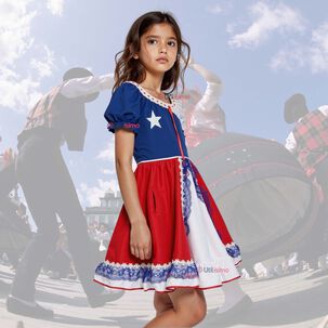 Vestido Huasa Chinita Niña Fiestas Patrias Bandera Chilena