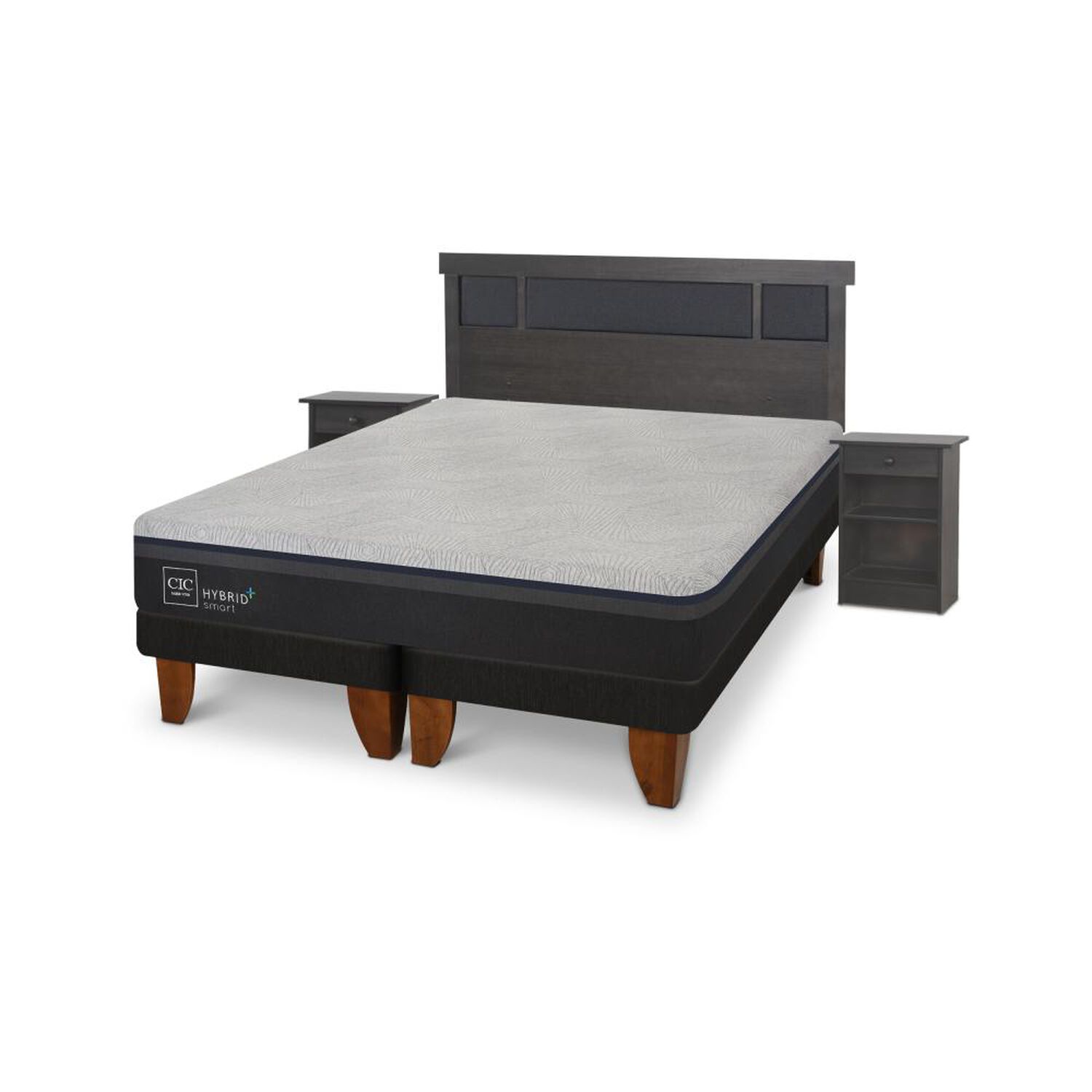 Cama Europea Cic Hybrid Plus / King / Base Dividida + Set De Maderas image number 1.0