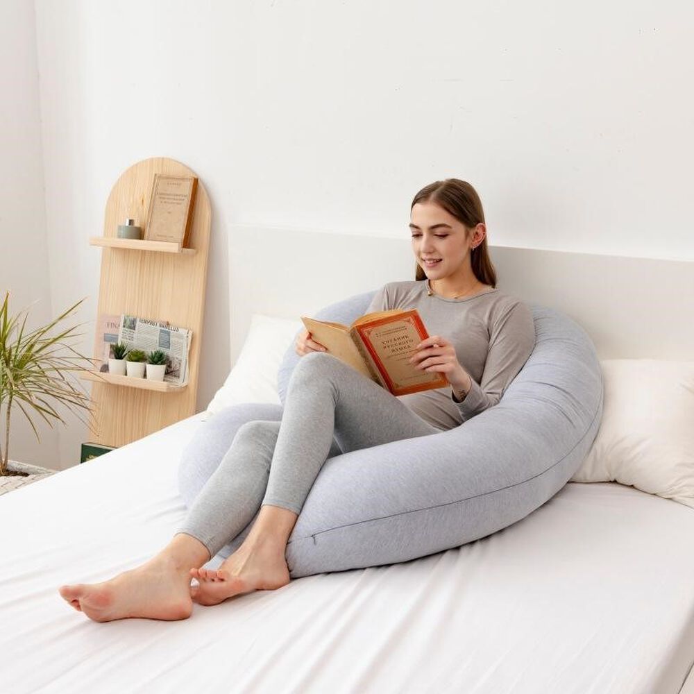 Cojin Almohada Maternal Gris Pre Y Post Natal Funda Extra Suave image number 3.0