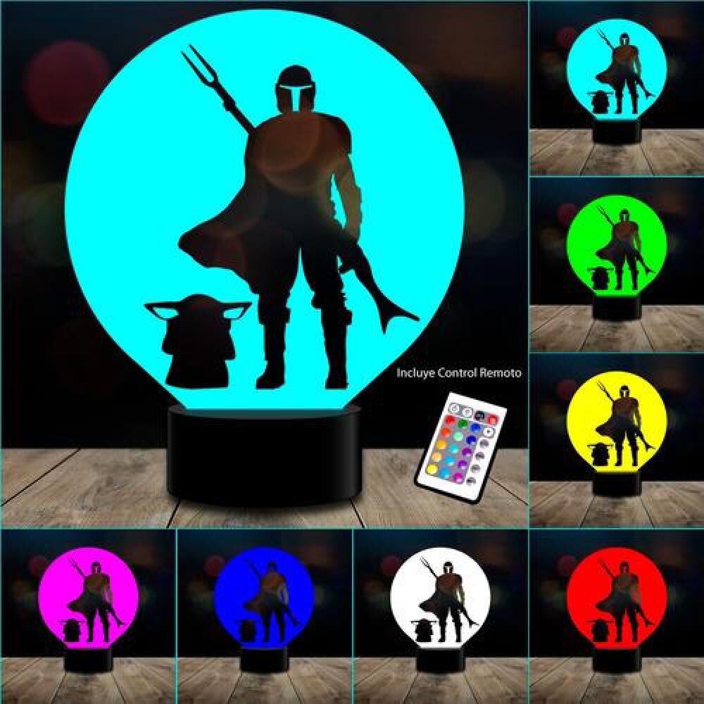 Lampara 3d Manda 4 Baby Yoda Star Remoto 16 Color image number 1.0