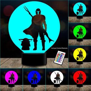 Lampara 3d Manda 4 Baby Yoda Star Remoto 16 Color