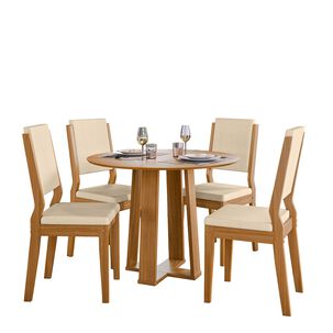 Juego De Comedor Ravello 100x100 Cm 4 Sillas Beige