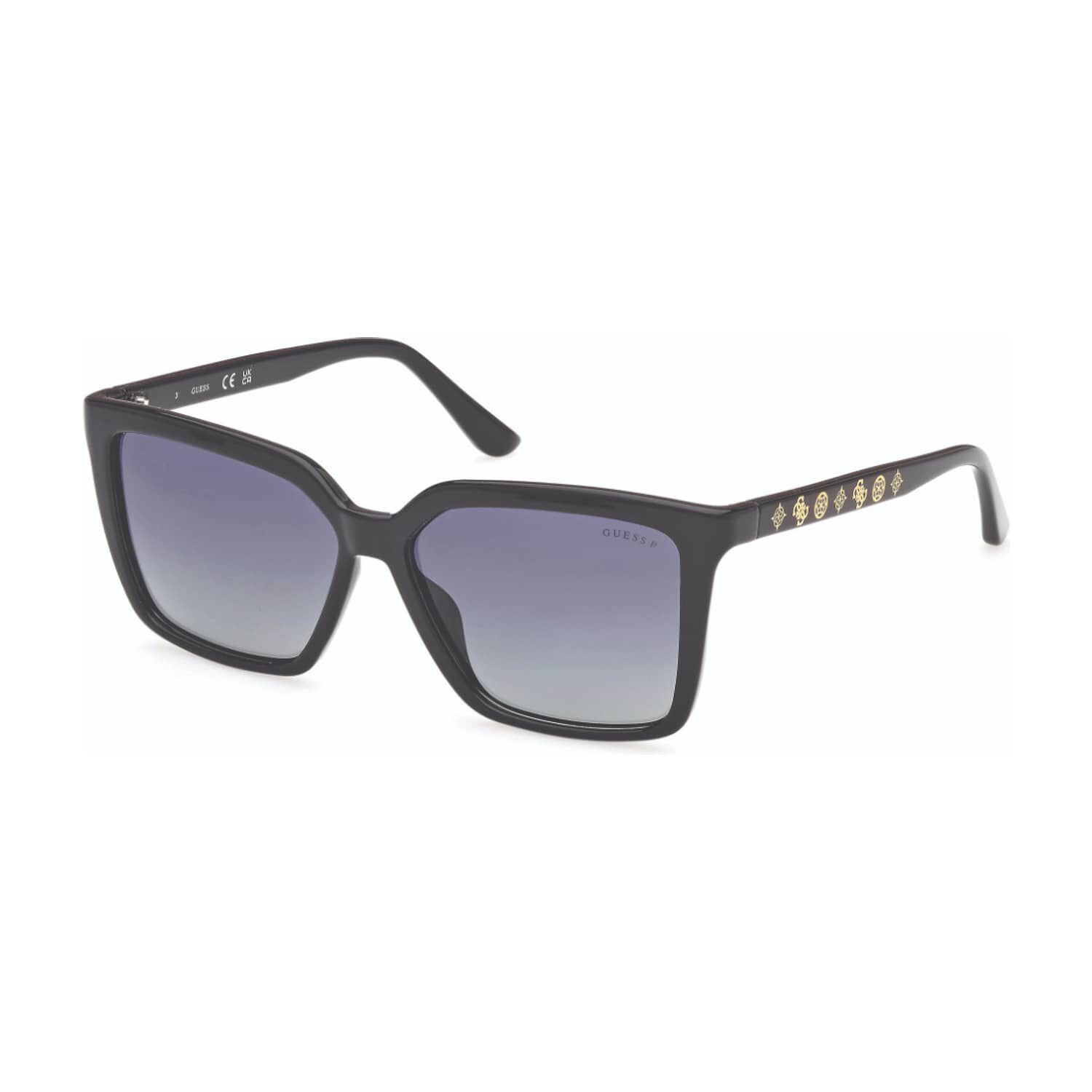 Lentes De Sol Negro Brillante Polarizados Guess image number 1.0