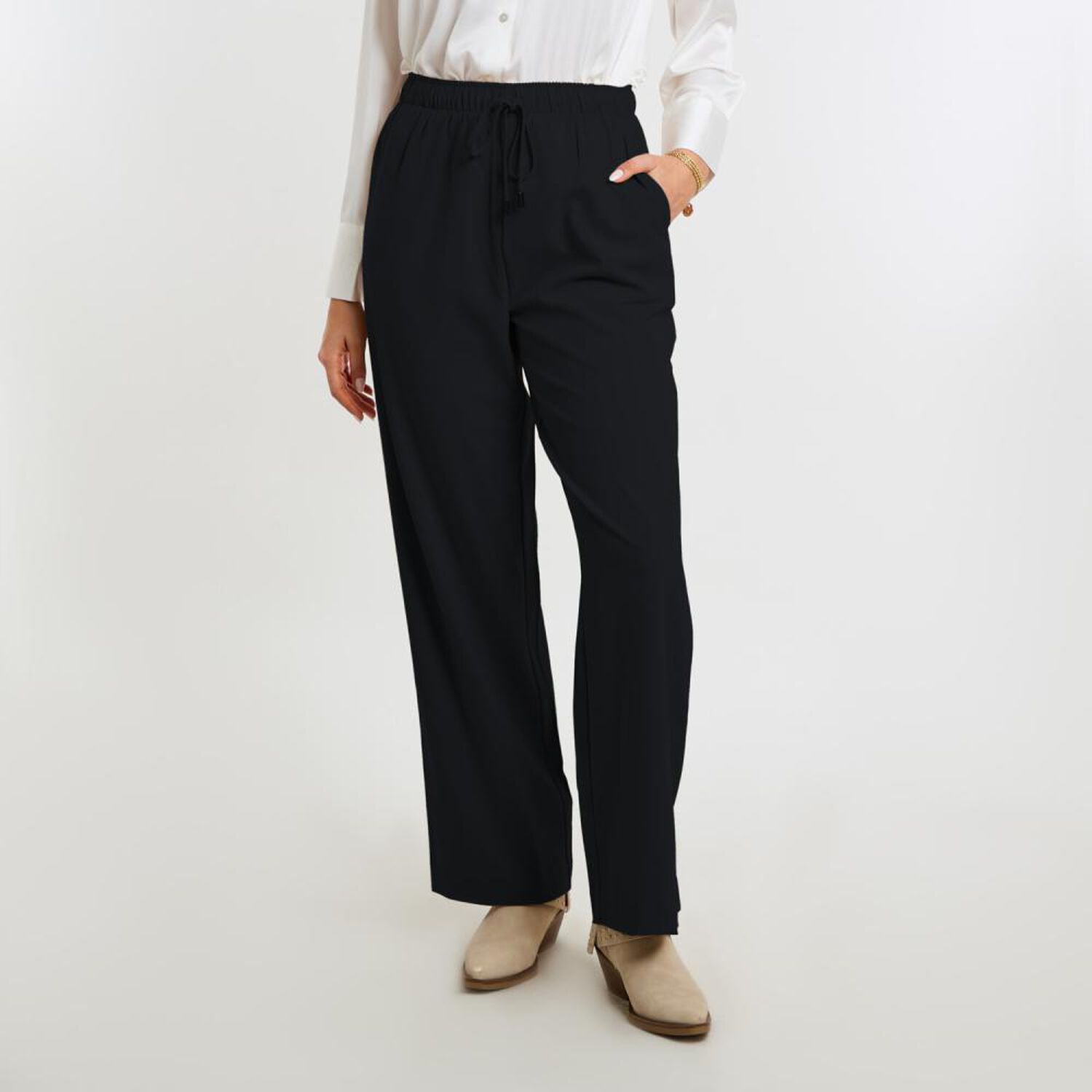Pantal&oacute;n Pretina El&aacute;asticada Tiro Medio Palazzo Mujer Kimera image number 0.0