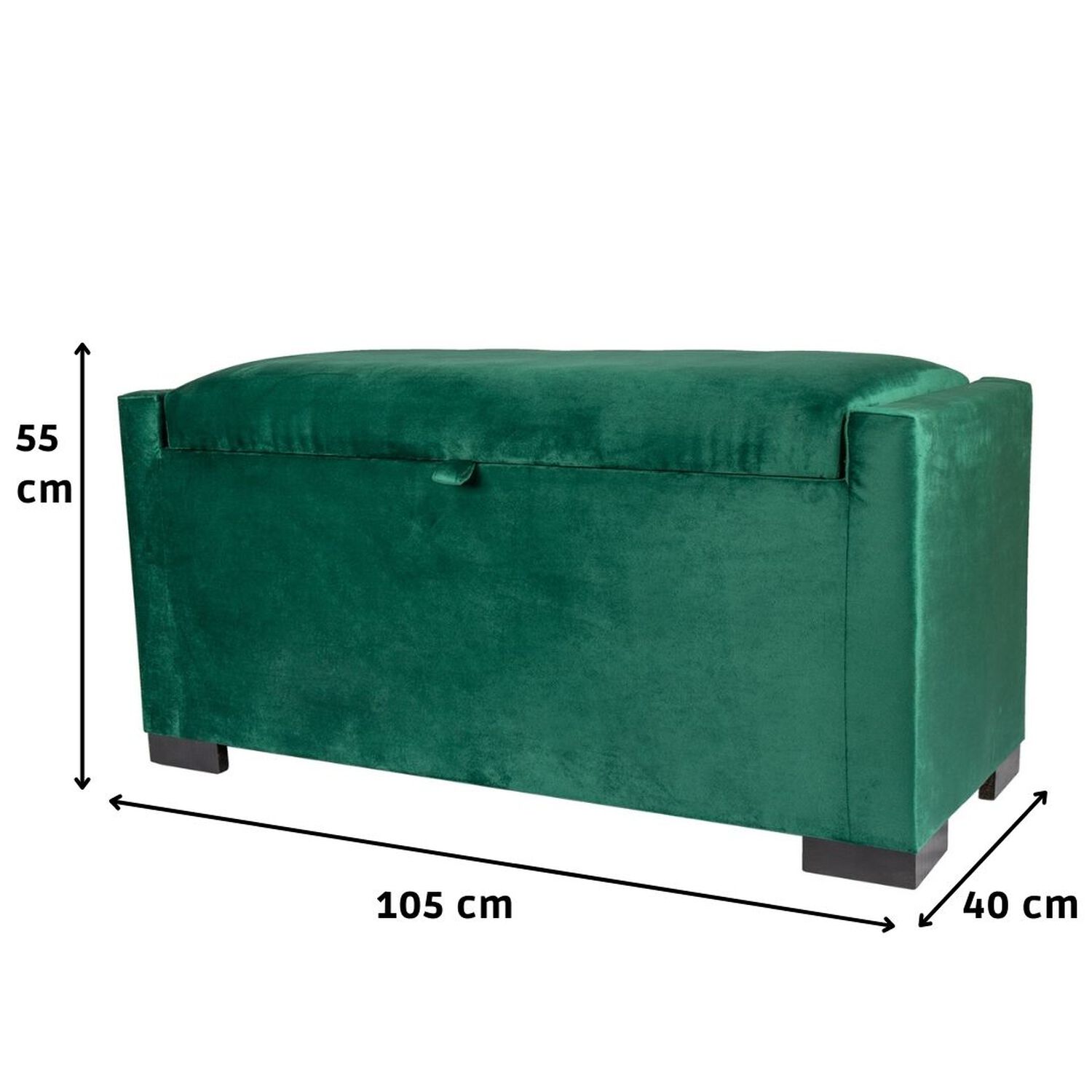Banqueta Leyzy Con Ba&uacute;l Verde Botella Felpa 40x55x105 Cm M&aacute;xima Design image number 3.0