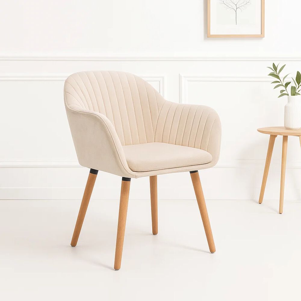 Butaca Sitial Poltrona Diamante Terciopelo Acolchado - Beige image number 1.0