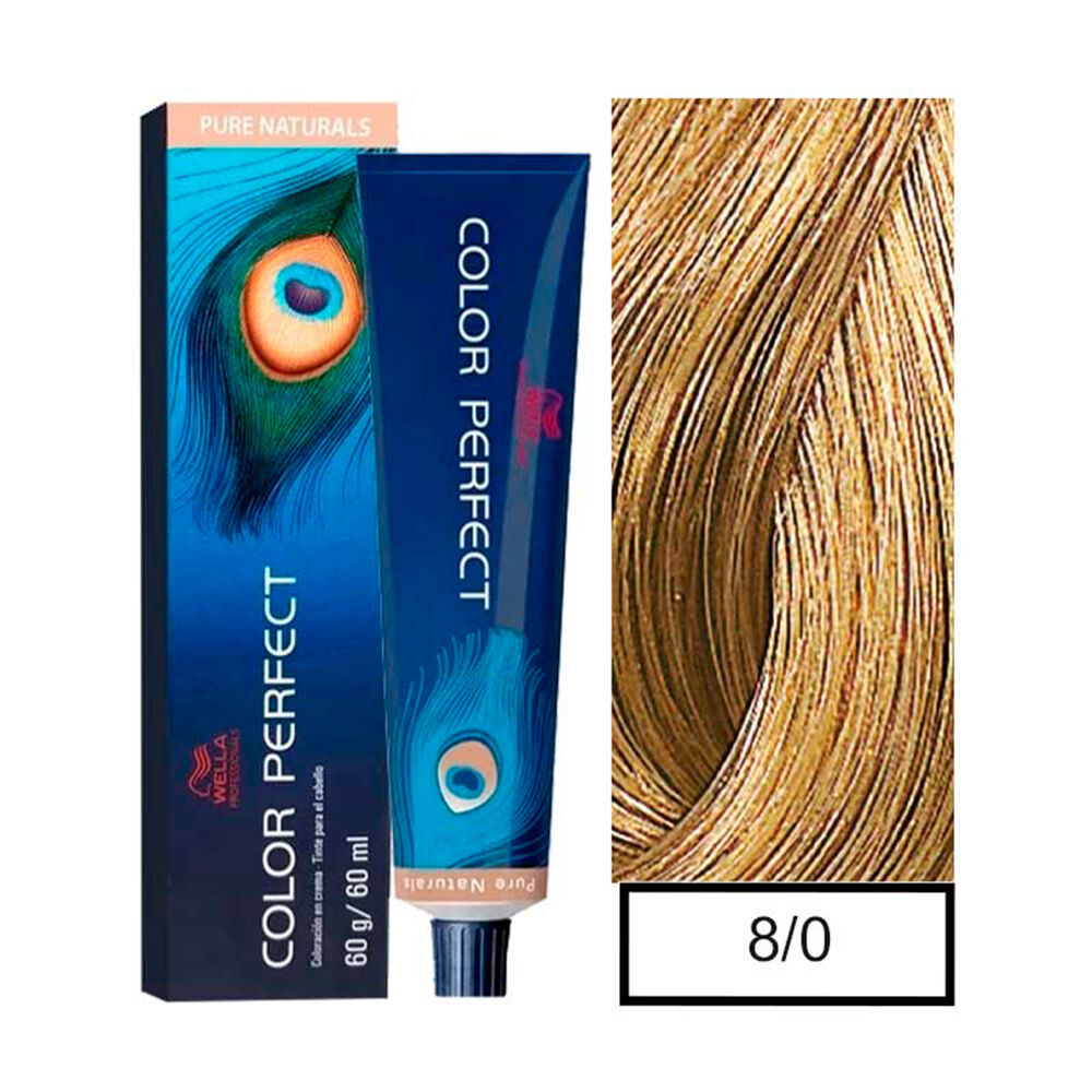Wella - Tintura Permanente Color Perfect 8/0 Rubio Claro 60gr + Oxidante 20vol 60ml image number 0.0