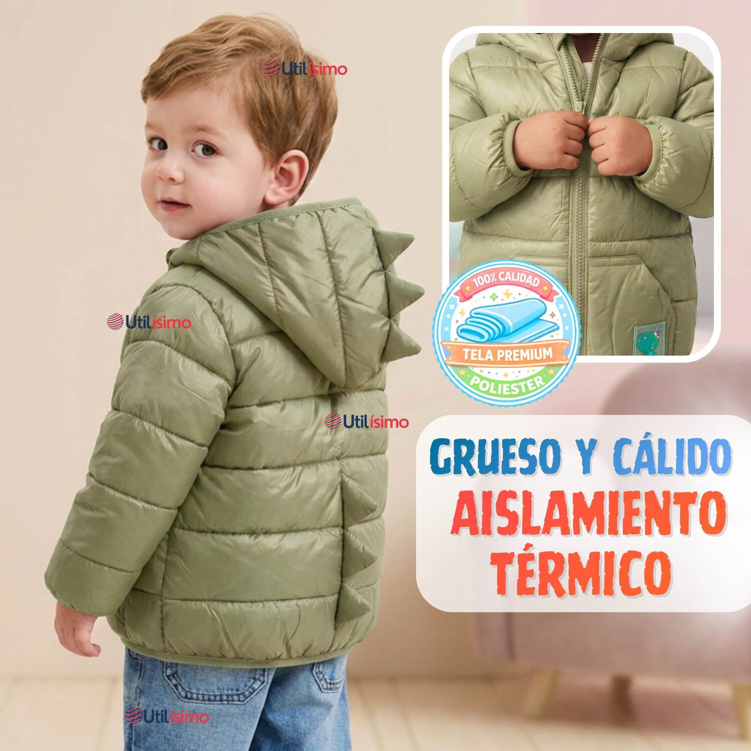Parka Dinosaurio Con Capucha Manga Larga Ni&ntilde;o Jump Kids image number 4.0