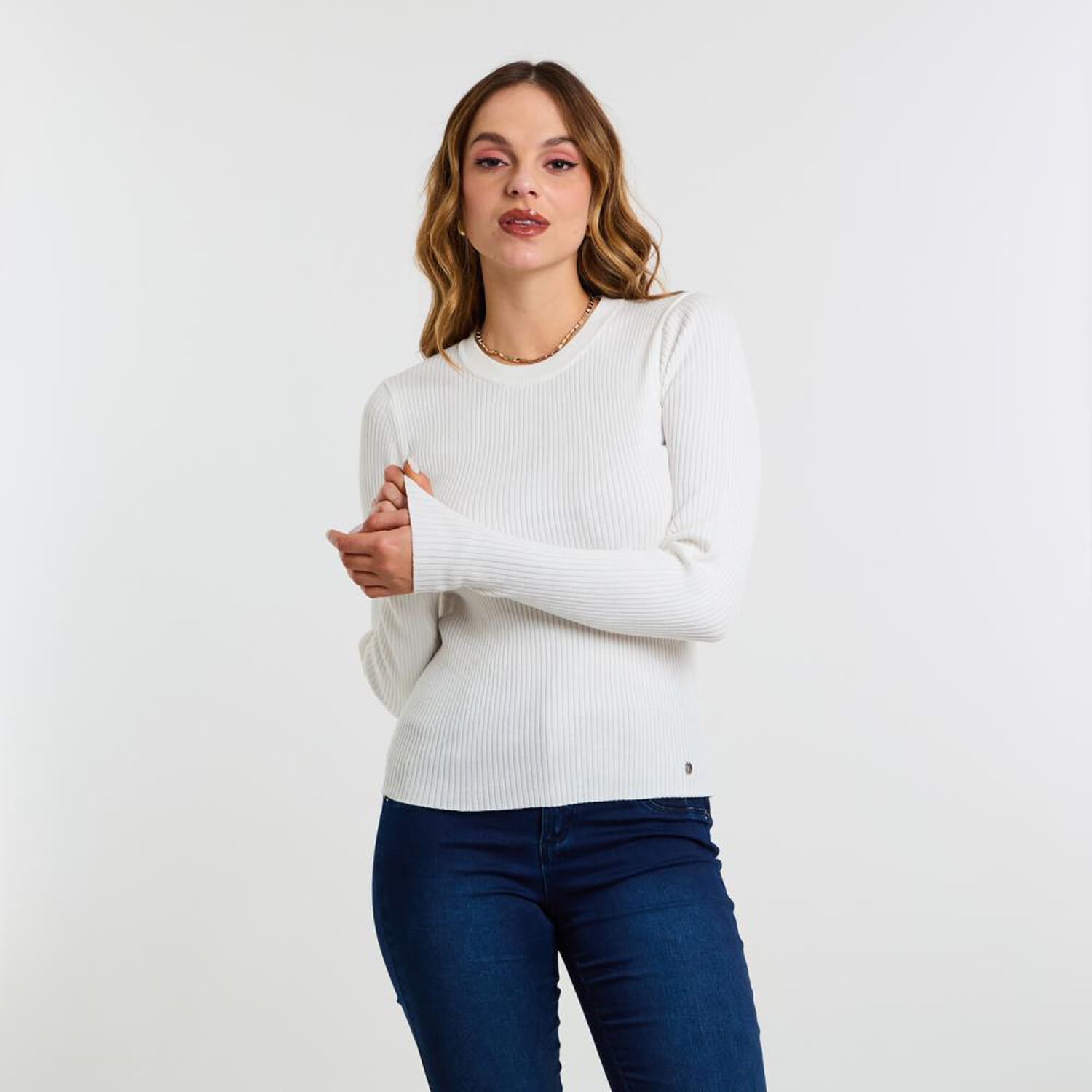 Sweater Rayas Manga Larga Cuello Redondo Mujer Kimera image number 0.0