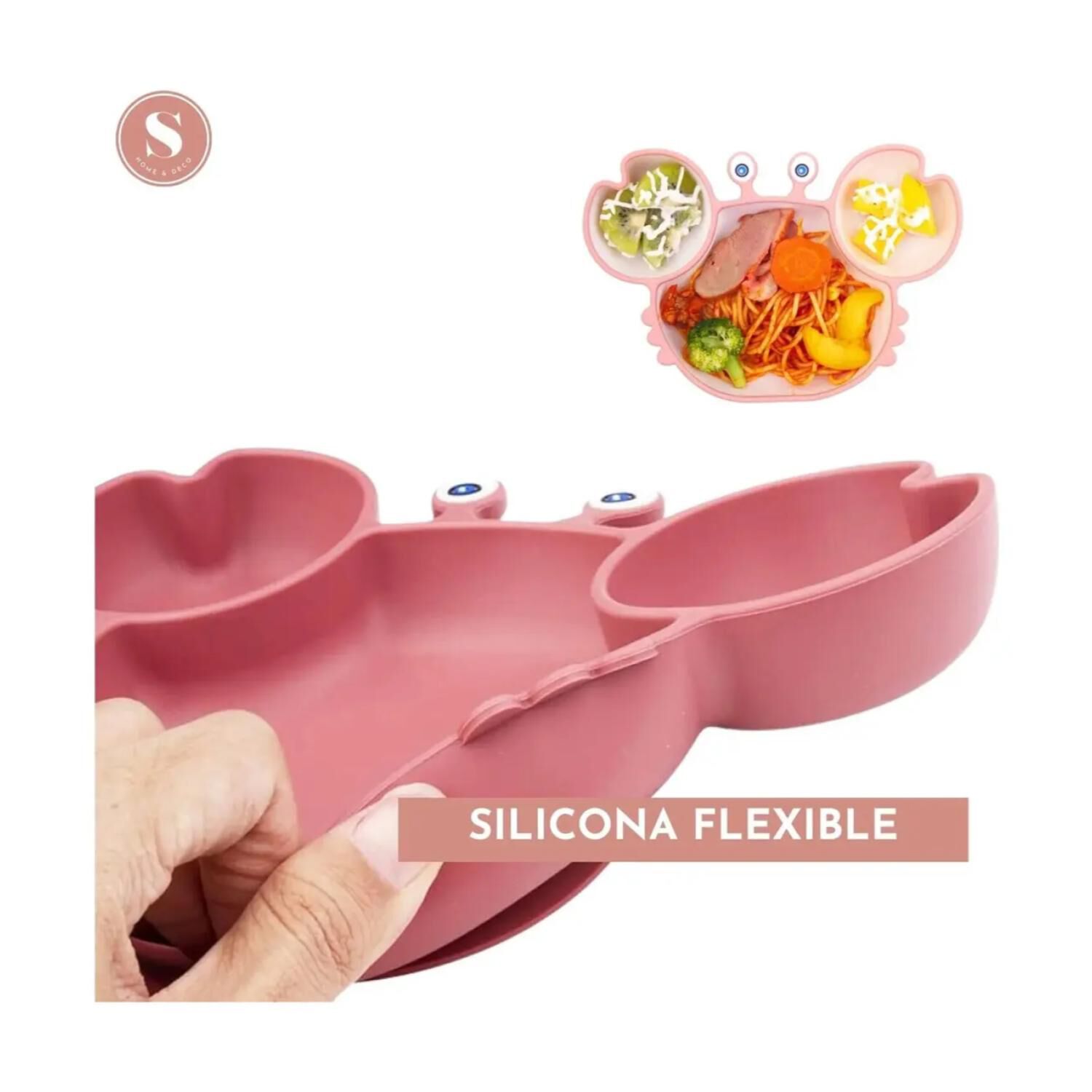 Plato De Silicona Para Bebes 23x15cm Rosado Infantil image number 2.0