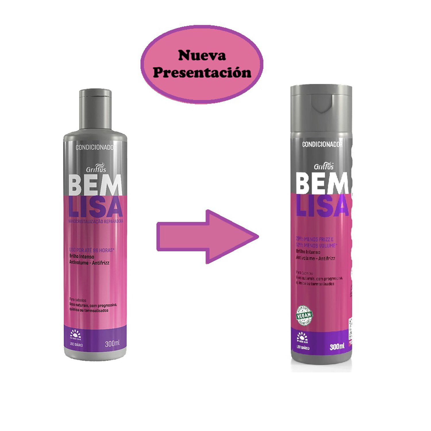 Acondicionador Bem Lisa Nanocristalizada Rep 300ml Griffus image number 1.0