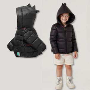 Parka Dinosaurio Con Capucha Manga Larga Ni&ntilde;o Jump Kids Negro Dinosaurio