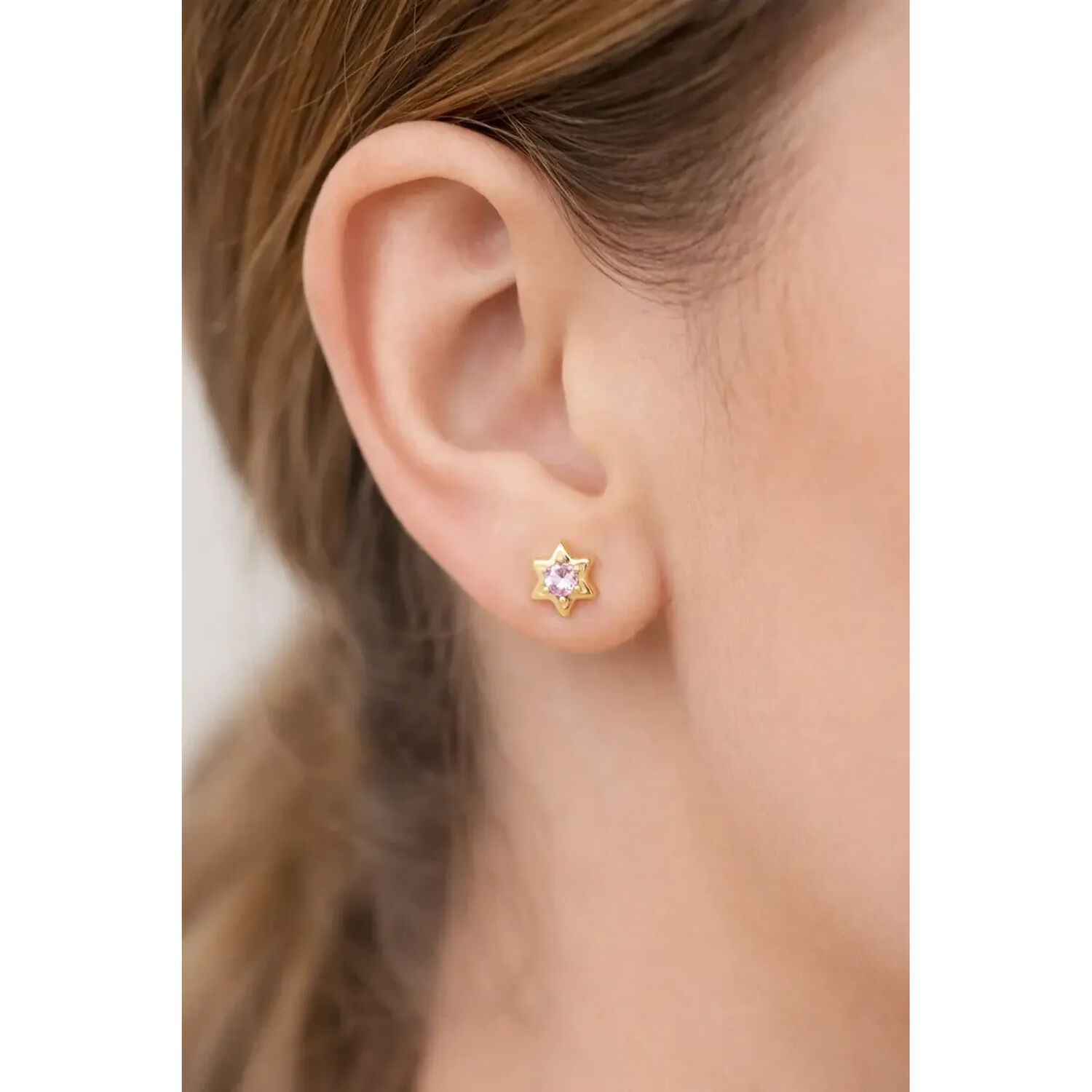 Aros Abridores Estrella 6 Puntas 5 Mm Oro 18k Circ&oacute;n Beb&eacute; image number 4.0