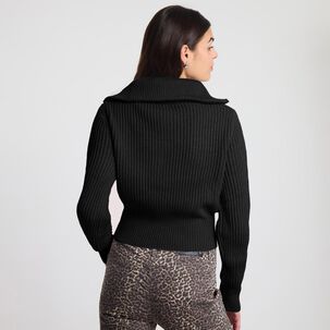 Sweater Regular Manga Larga Cuello Camisero Mujer Rolly Go