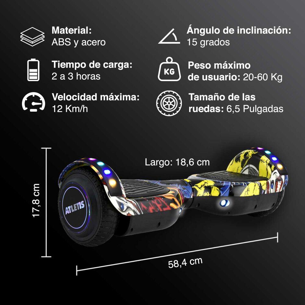 Hoverboard Bluetooth Luces 6,5" 12 Km/h Amarillo image number 2.0