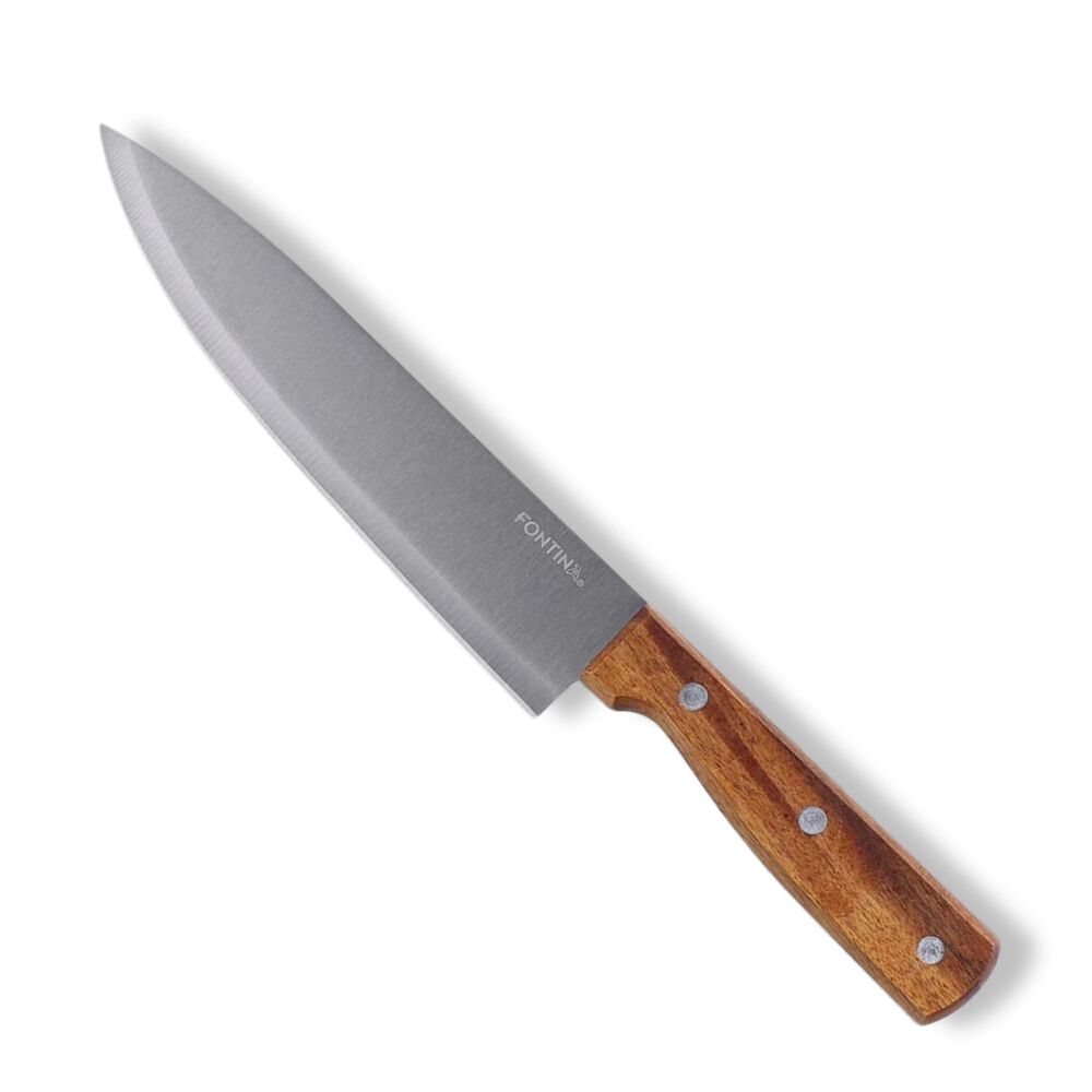 Set Parrillero Cuchillo + Tenazas Fontina Acero Mango Madera image number 2.0