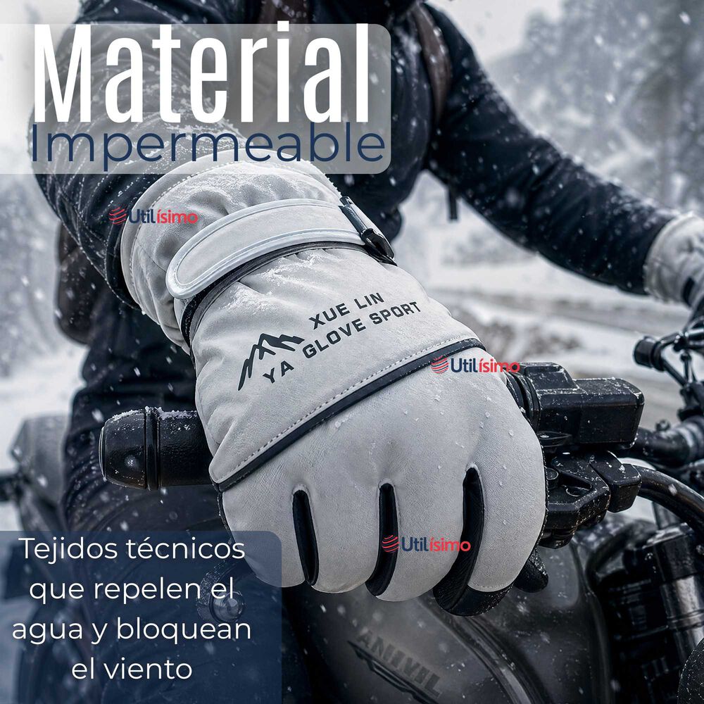 Guantes Para Moto Impermeables Gris Touchscreen Antideslizantes T&eacute;rmicos image number 3.0