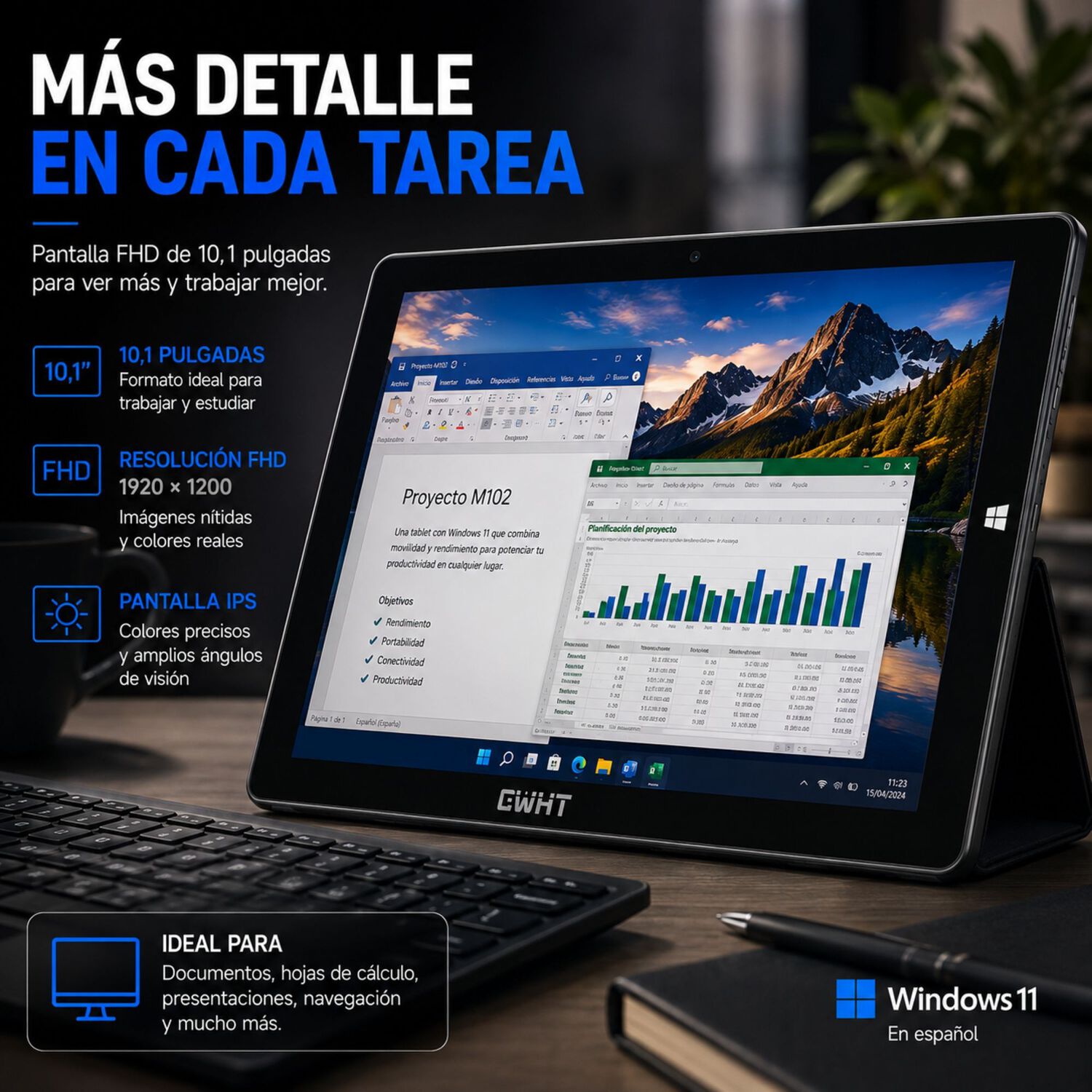 Tablet Cwht N102a Windows 11 256gb Ssd 8gb Ram Teclado image number 6.0
